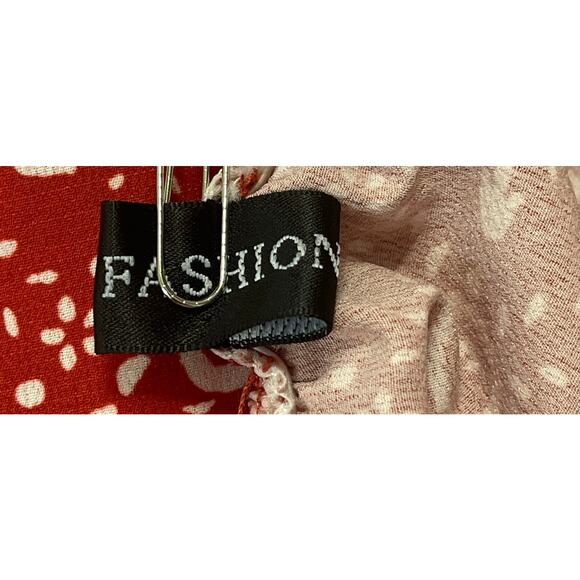 FASHION brand red and white poncho-style blouse sz L boho-chic beachwear - Picture 4 of 5